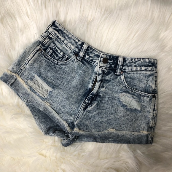 Kendall & Kylie Pants - Kendall & Kylie Acid Washed Shorts